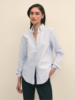 Brooks Brothers Light Blue & White Pinstripe Cotton Button-Down Shirt